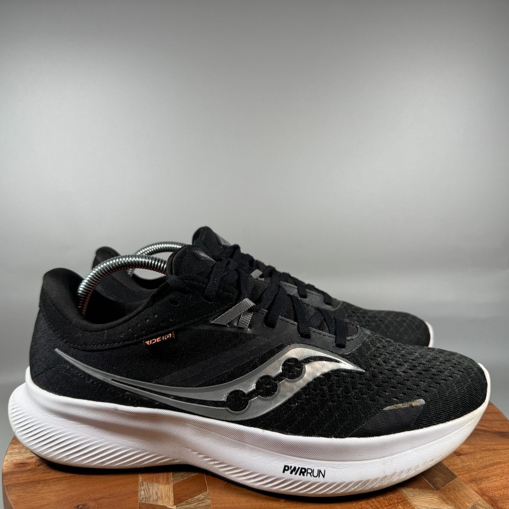 Saucony Ride 15 Mens Running Shoes Black White Silver S20830-05 Size 10